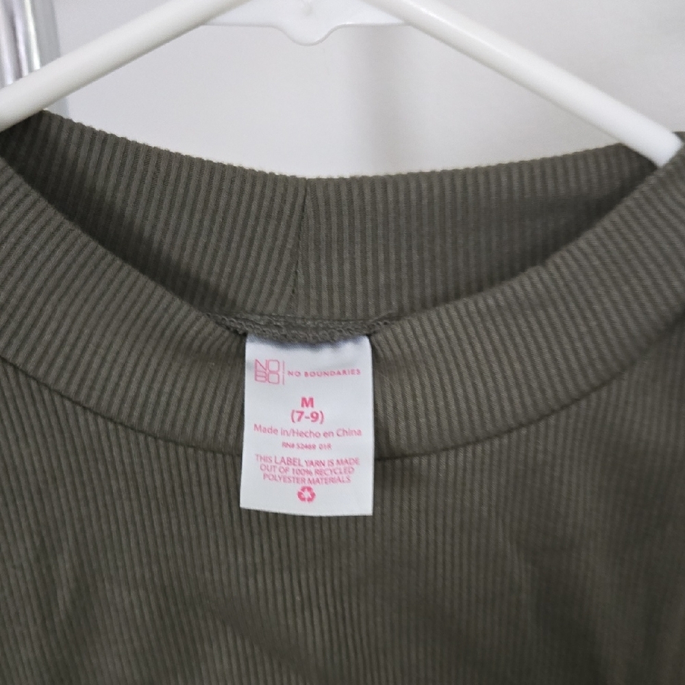 No Boundaries Women's Ribbed Top - Olive